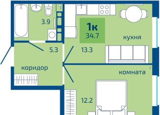 Однокомнатная квартира на продажу, 34.7 м2, Пермь, Мотовилихинский район