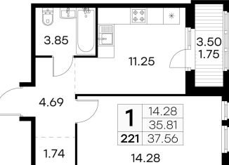 Продажа 1-комнатной квартиры, 37.6 м2, Санкт-Петербург