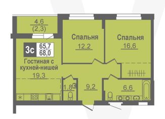 Продается 3-комнатная квартира, 68 м2, Новосибирская область