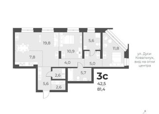 Продам трехкомнатную квартиру, 81.4 м2, Новосибирская область, жилой комплекс Русское солнце, 2