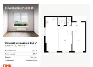 Продается двухкомнатная квартира, 57.3 м2, Москва, Тимирязевский район, жилой комплекс Большая Академическая 85, к3.6