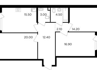 Продам трехкомнатную квартиру, 91 м2, поселение Московский, жилой комплекс Филатов Луг, к6