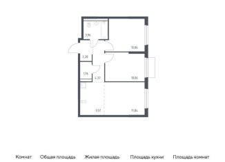 Продам 2-комнатную квартиру, 52.2 м2, деревня Мисайлово, микрорайон Пригород Лесное, к18