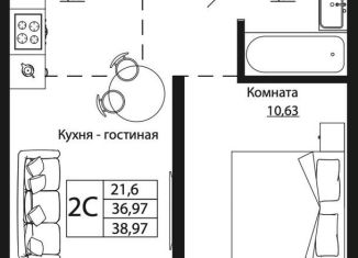 Двухкомнатная квартира на продажу, 39 м2, Ростов-на-Дону