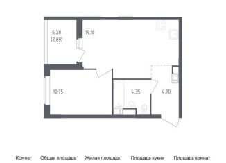 1-комнатная квартира на продажу, 41.7 м2, деревня Новосаратовка