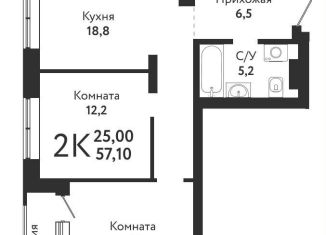 Продается 2-комнатная квартира, 57.1 м2, Новосибирск, жилой комплекс Одоевский, 3, Первомайский район
