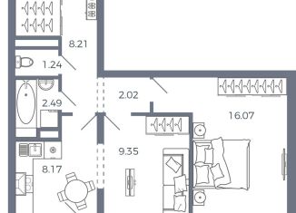 Продам двухкомнатную квартиру, 49.7 м2, Самарская область