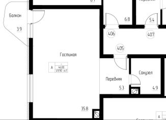 Продам 1-комнатную квартиру, 49.9 м2, Калининградская область