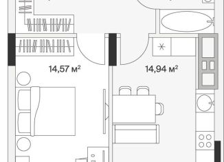 Продам 1-комнатную квартиру, 44.7 м2, Калининградская область