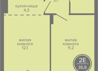 2-комнатная квартира на продажу, 35.9 м2, Пермь, Индустриальный район, шоссе Космонавтов, 309А