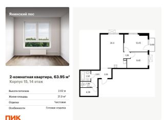 Продаю двухкомнатную квартиру, 64 м2, городской посёлок Янино-1