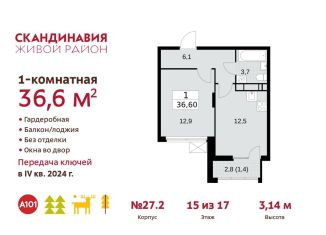 Продается 1-ком. квартира, 36.6 м2, поселение Сосенское