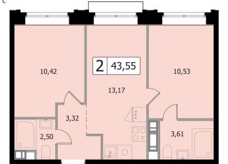 Продается двухкомнатная квартира, 43.6 м2, Одинцово