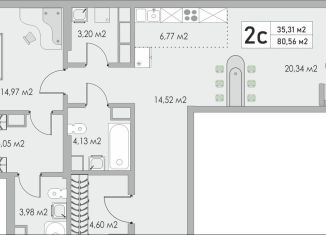 Продам 2-комнатную квартиру, 80.6 м2, Оренбургская область, жилой комплекс Металлист, 7
