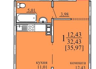 1-комнатная квартира на продажу, 36 м2, Екатеринбург, Ракетная улица, 19, метро Ботаническая