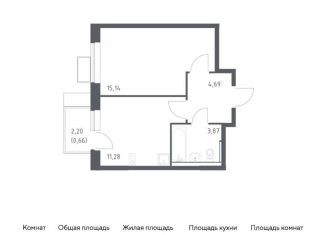 Продам однокомнатную квартиру, 35.6 м2, деревня Мисайлово, микрорайон Пригород Лесное, к14.2