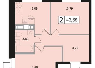 Продаю двухкомнатную квартиру, 42.7 м2, Одинцово