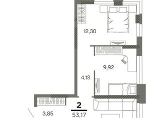 Продаю двухкомнатную квартиру, 53.2 м2, Рязанская область