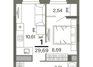 Продажа 1-комнатной квартиры, 29.7 м2, Рязань
