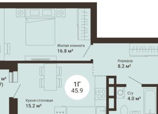 Однокомнатная квартира на продажу, 45.9 м2, Екатеринбург, Чкаловский район