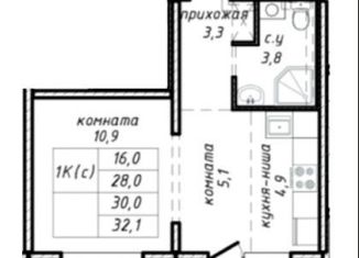Продажа двухкомнатной квартиры, 30 м2, Новосибирск, улица Связистов, 162к2с