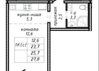 Продам квартиру студию, 25.7 м2, Новосибирск, улица Связистов, 162к4с