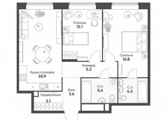 Продаю 2-ком. квартиру, 71.5 м2, Москва, метро Рижская, Октябрьская улица, 103