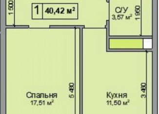 Продам 1-ком. квартиру, 40 м2, Нальчик, улица Тарчокова, 86, район Затишье