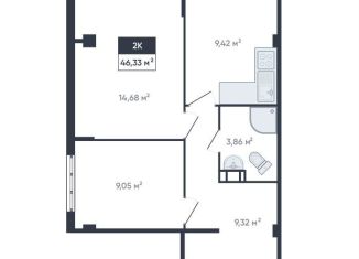 Продаю двухкомнатную квартиру, 46.8 м2, Мурино, улица Шоссе в Лаврики, 93, ЖК Ромашки
