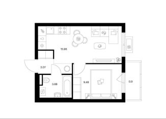Продается 1-комнатная квартира, 33.3 м2, деревня Новое Девяткино, ЖК Заречный Парк