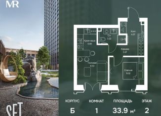 Продам 1-ком. квартиру, 33.9 м2, Москва, Можайский район