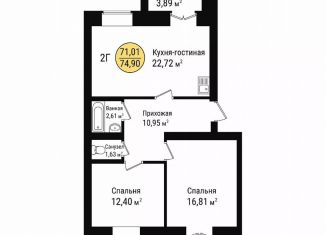 Продаю двухкомнатную квартиру, 74.5 м2, Марий Эл, улица Дмитрия Средина, 3