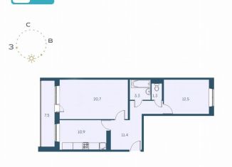 Продажа 2-комнатной квартиры, 63.8 м2, Новосибирск, Междуреченская улица, 7/1