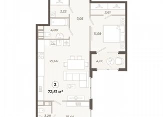 Продажа 2-комнатной квартиры, 72.5 м2, Санкт-Петербург, улица Коли Томчака, 21У, Московский район