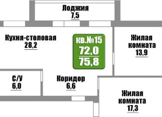 Продается 2-комнатная квартира, 75.8 м2, Бузулук