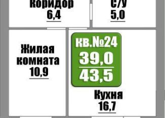 Продаю однокомнатную квартиру, 43.5 м2, Бузулук