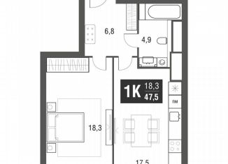 Однокомнатная квартира на продажу, 47 м2, Москва, проезд Серебрякова, 11к2, метро Свиблово