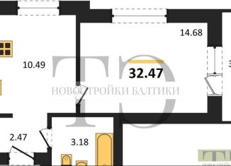 Однокомнатная квартира на продажу, 32.5 м2, Калининград, Ленинградский район