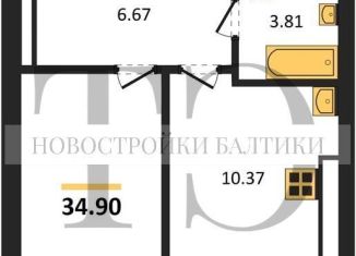 Продажа однокомнатной квартиры, 34.9 м2, Калининград