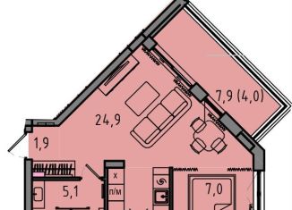 Продам 1-ком. квартиру, 42.9 м2, Калининград, Ленинградский район