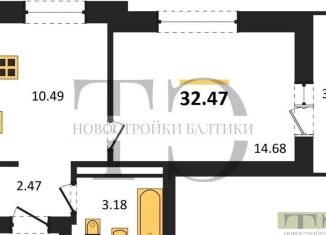 Однокомнатная квартира на продажу, 32.5 м2, Калининград, Ленинградский район