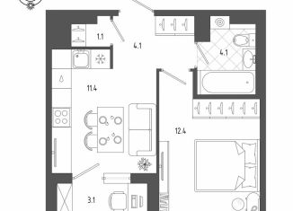 Продажа однокомнатной квартиры, 34.8 м2, Санкт-Петербург, Измайловский бульвар, 11, метро Балтийская