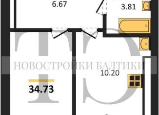Продается однокомнатная квартира, 34.7 м2, Калининград, Ленинградский район