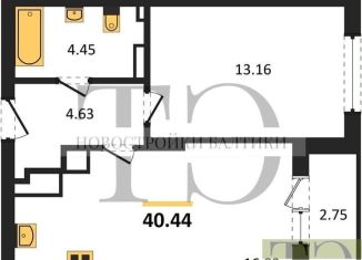 Продам 1-ком. квартиру, 40.4 м2, Калининград, Ленинградский район