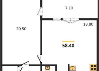 Продается 1-комнатная квартира, 58.4 м2, Калининград, Ленинградский район, улица Молодой Гвардии, 34