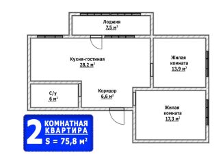 Продается 2-комнатная квартира, 75.8 м2, Бузулук, Николаевская улица, 19
