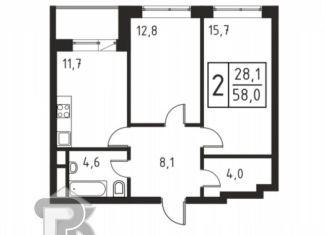 Продам 2-ком. квартиру, 58.4 м2, Люберцы, Хлебозаводской проезд, 1А, ЖК Карамельный