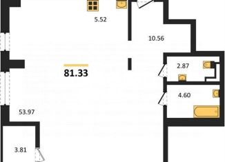 Квартира на продажу студия, 81.3 м2, Челябинск, Центральный район