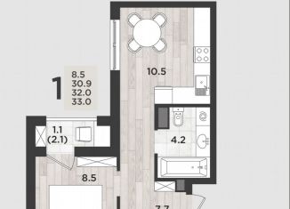 Продам 1-комнатную квартиру, 33 м2, Калининград, Ленинградский район, Миргородская улица, 2