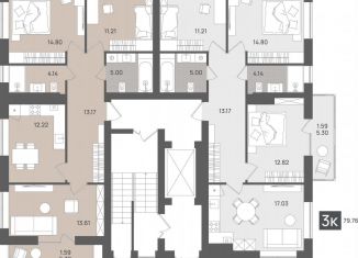 Продается трехкомнатная квартира, 79.5 м2, Светлогорск, Новая улица, 22к2